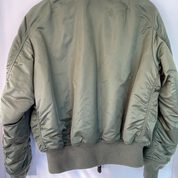 Alpha Industries MA-1 Flight Bomber Jacket - Sage Green/Orange Reversible-Unisex - Picture 4 of 13